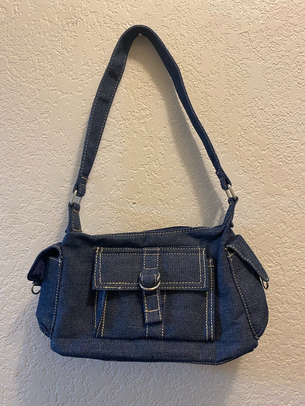 Y2K Denim Shoulder Bag Navy Blue
